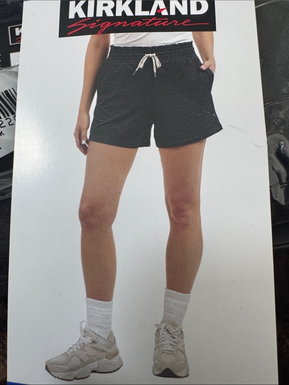 Kirkland Signature Black Athletic Drawstring Shorts with Pockets